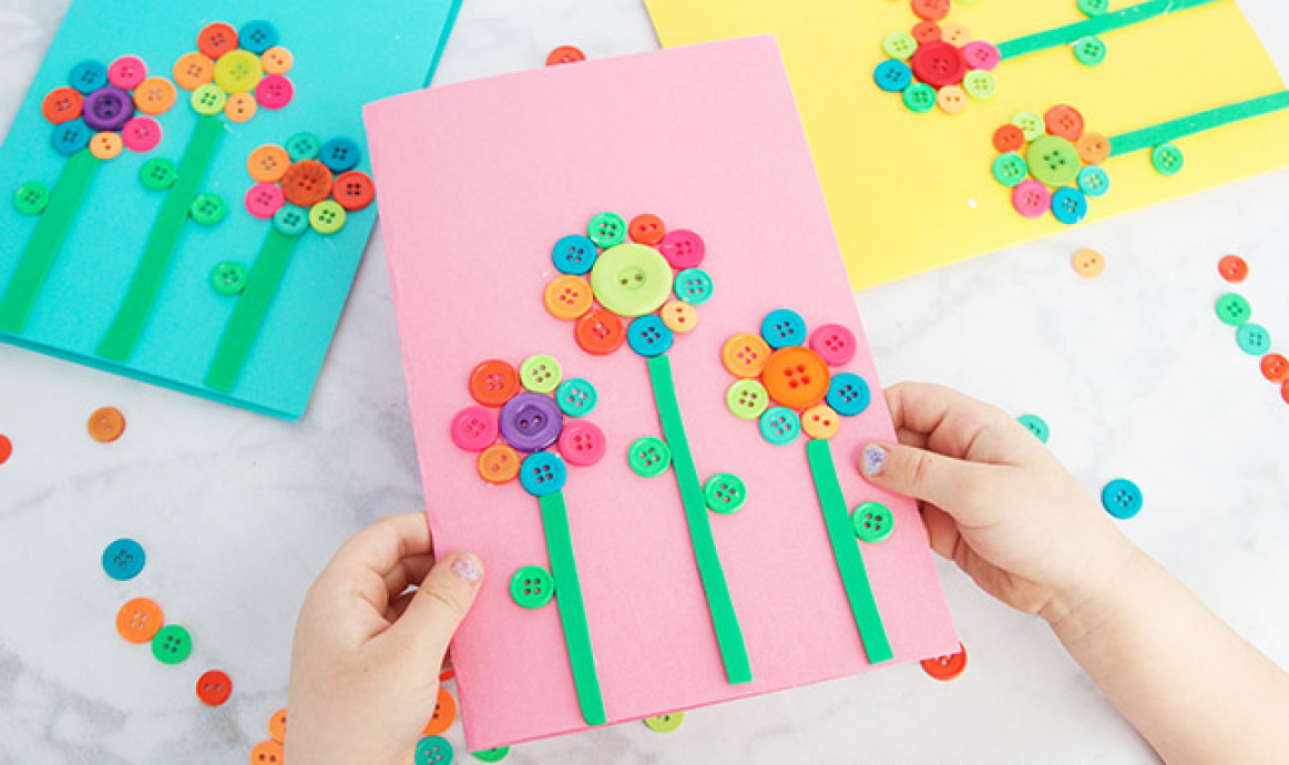Flower Button Card For Mothers Day